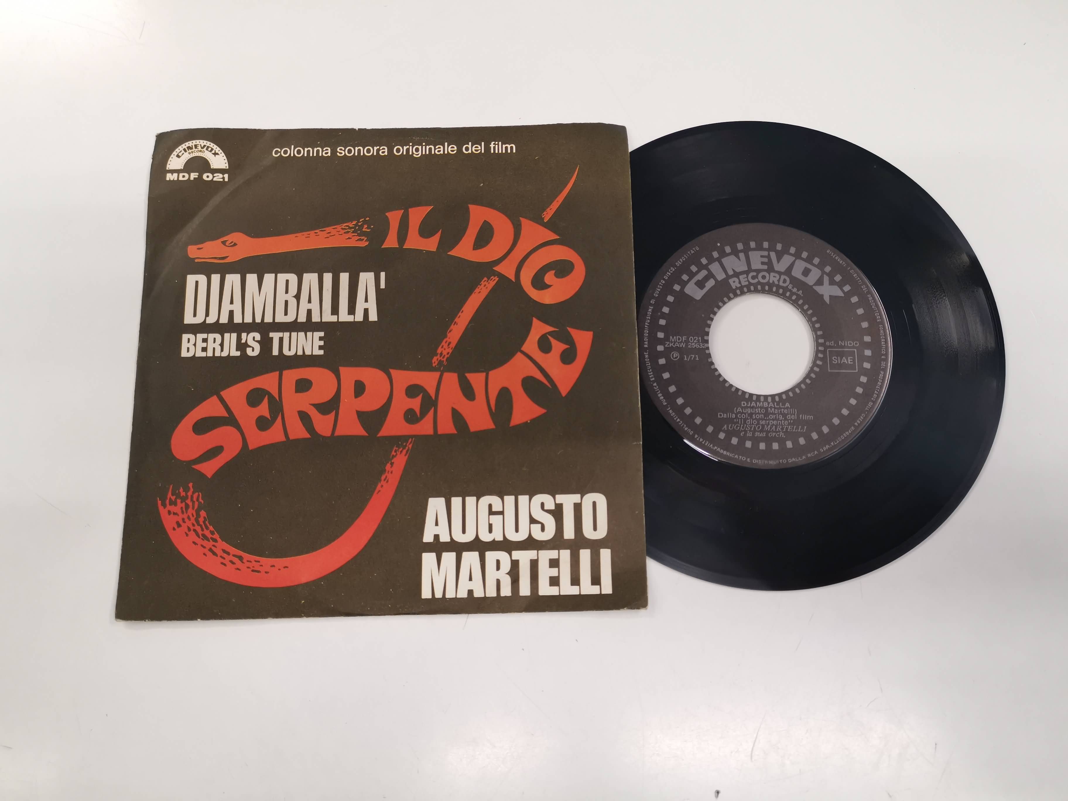 45 GIRI VINYL - Augusto Martelli - Djamballà / Beryl's Tune (Colonna Sonora Originale Del Film)